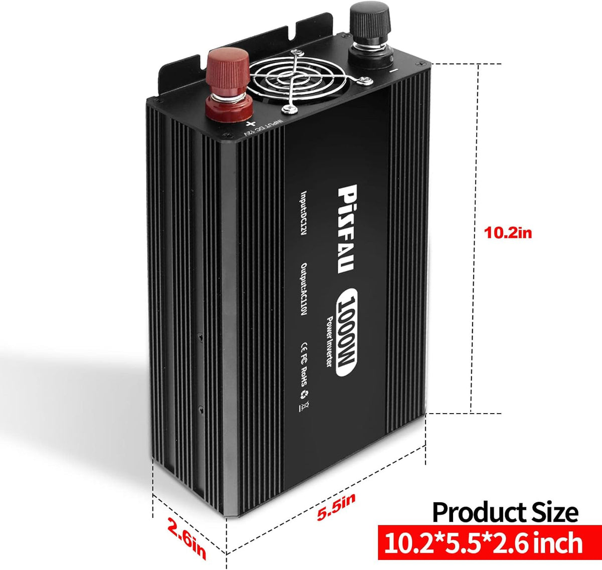 1000W Power Inverter 12V DC to 110V AC with 3 AC Sockets C95477