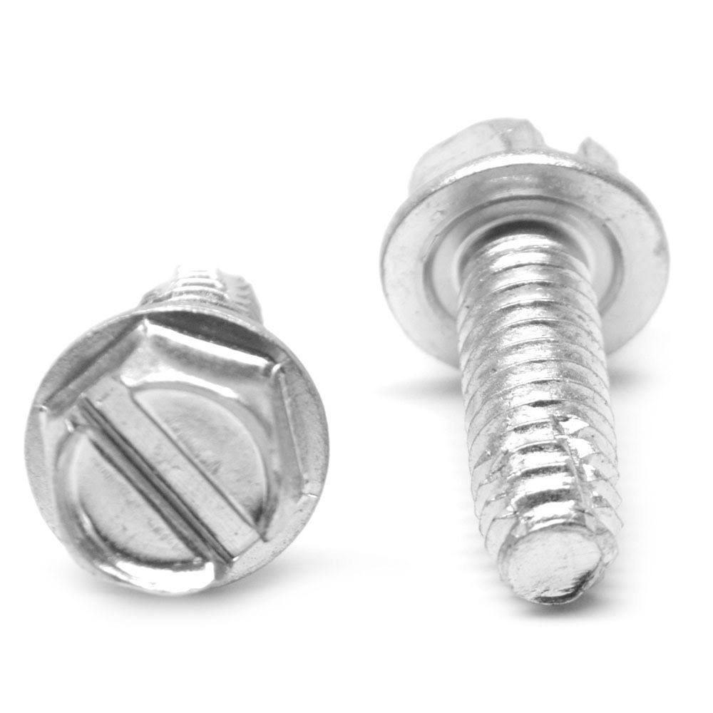 1/4x22-20 x 1 1/2x22 Coarse Thread Thread Cutting Screw Slotted Hex Washer Head Low Carbon Steel Zinc Plated P467292