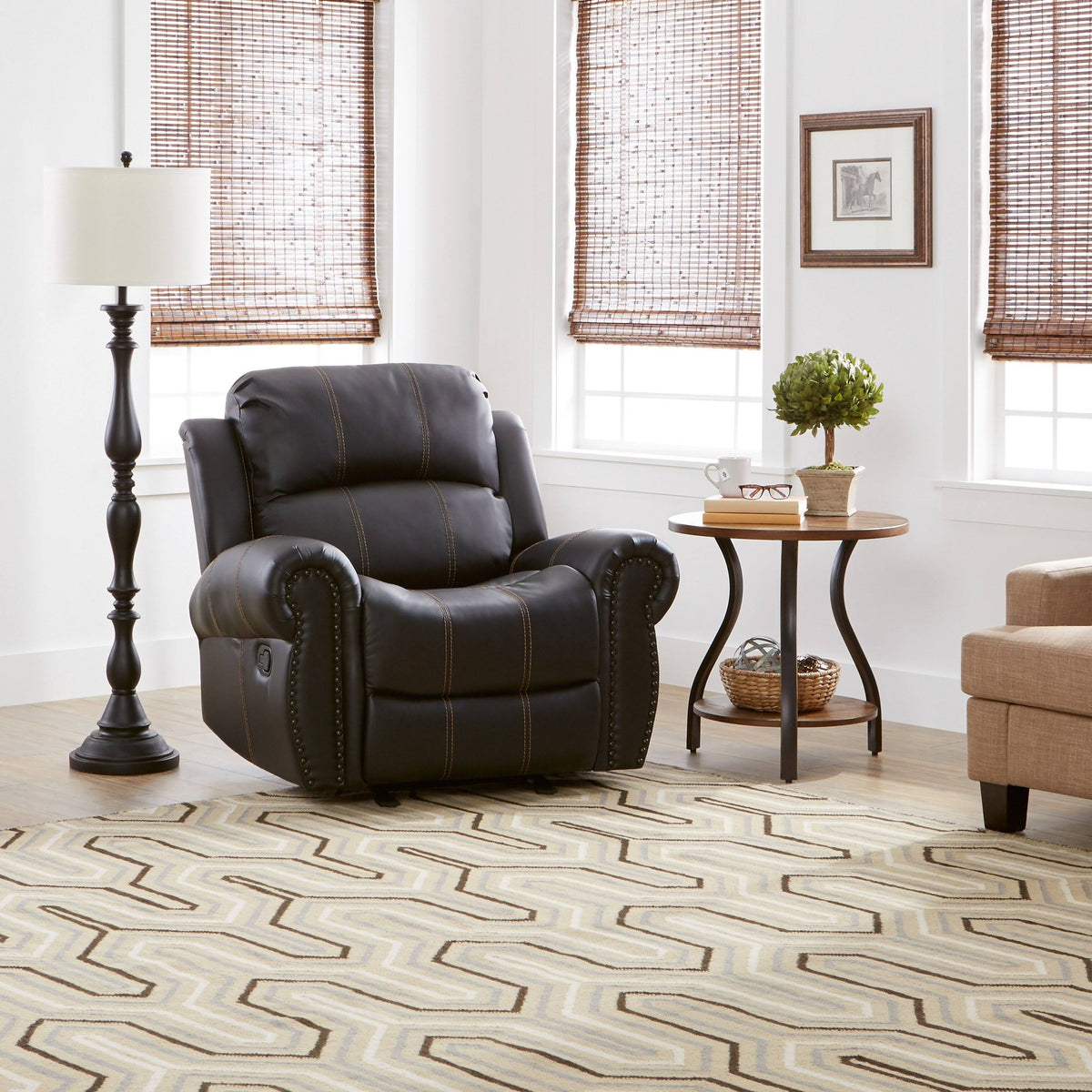 Faux Leather Glider Recliner Club Chair P5274