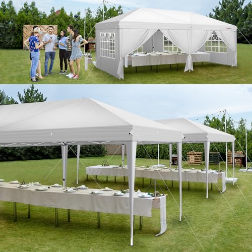 10'x20' Pop Up Canopy Tent with 6 Removable Sidewalls White T746
