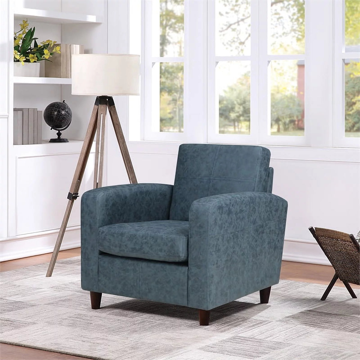 Navy Blue Faux Leather Club Chair V637