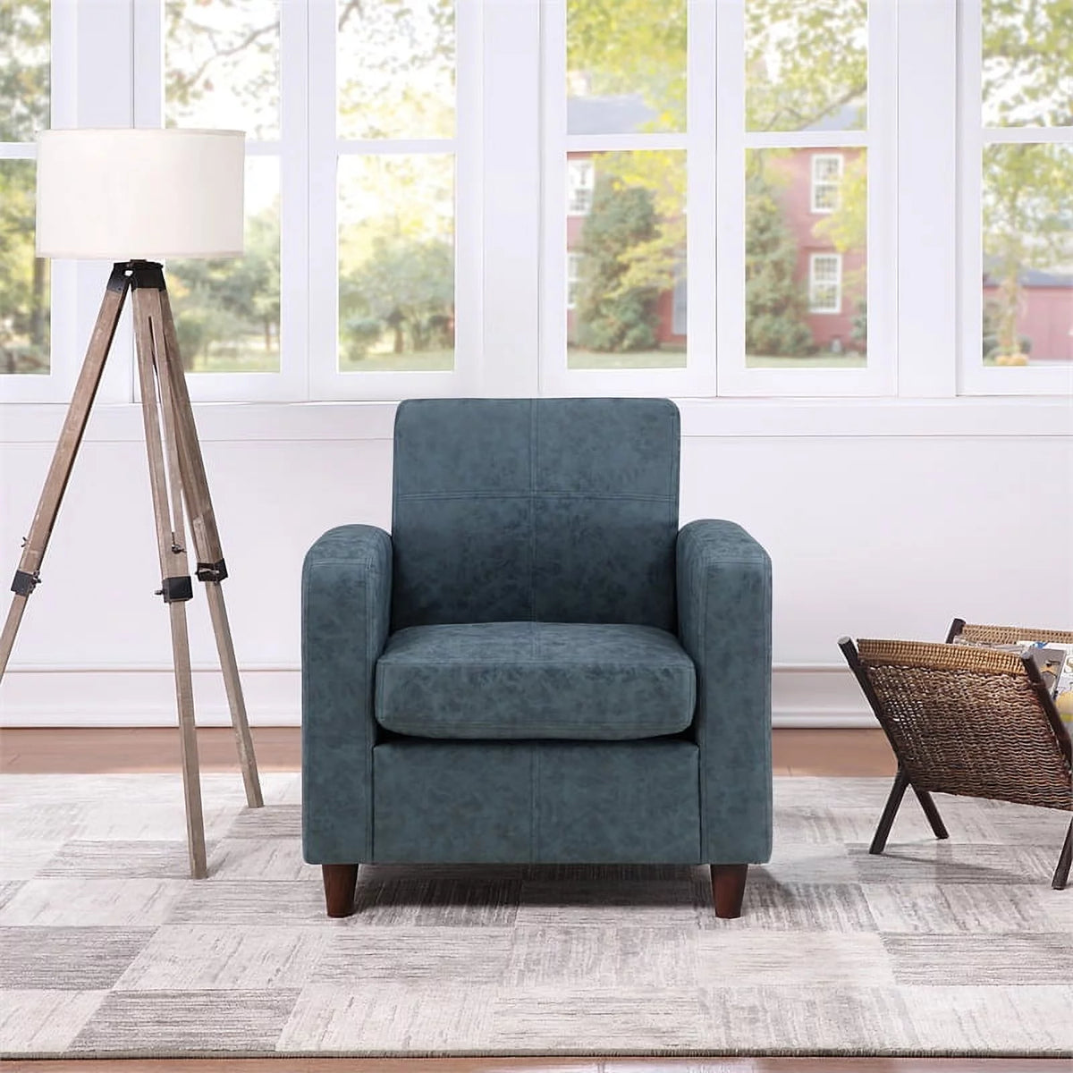 Navy Blue Faux Leather Club Chair V637